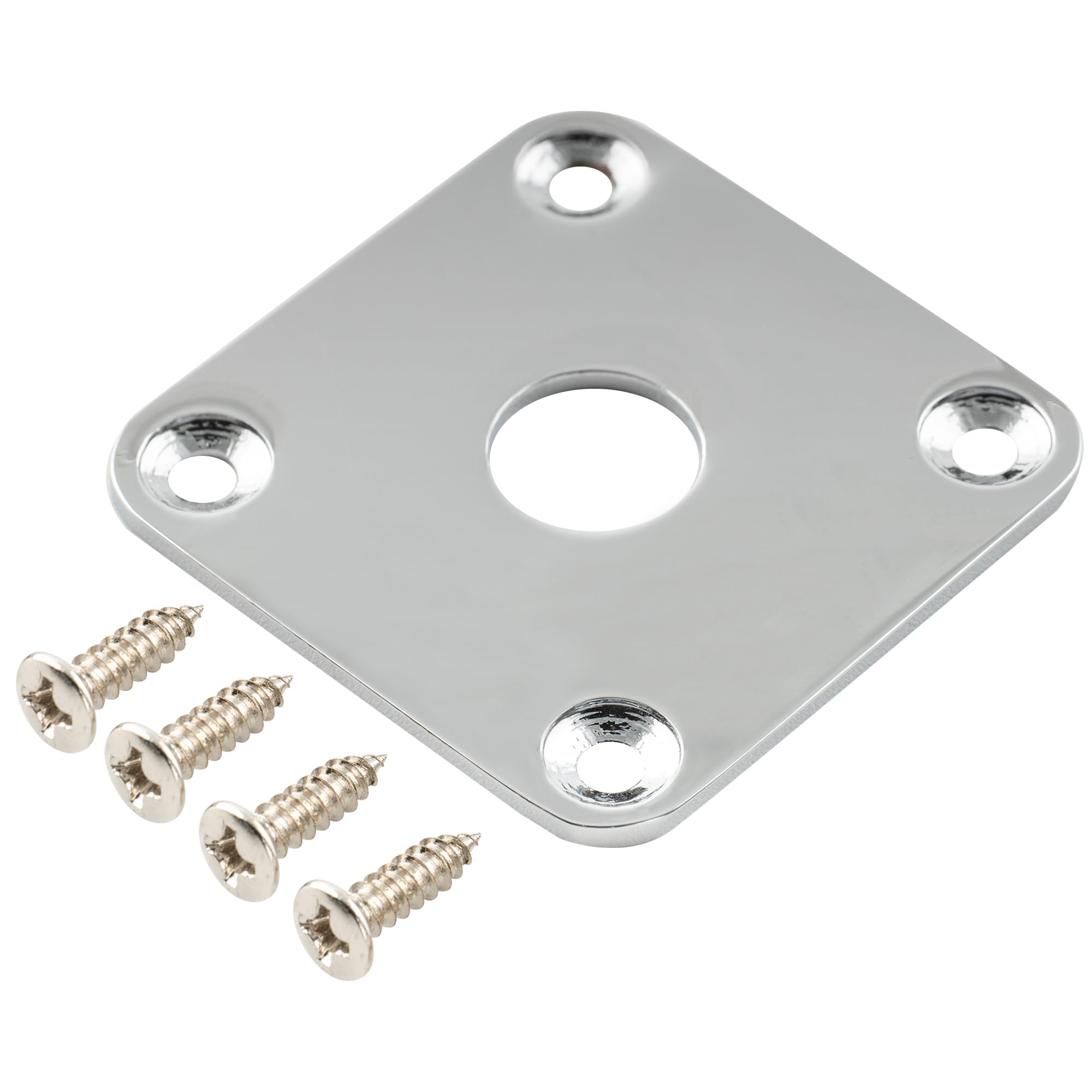 Musiclily Pro Metal Flat Bottom Square Jack Plate for Epiphone USA Les Paul Style Guitar, Chrome
