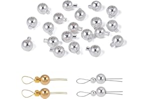 SONG XI Songxi 60pcs Ball Silver Plated Stopper Crimp Beads for Jewelry Making, 4.7x3.1mm Brass End Caps for Bracelet Necklace Earring, Art and Crafts, Loose