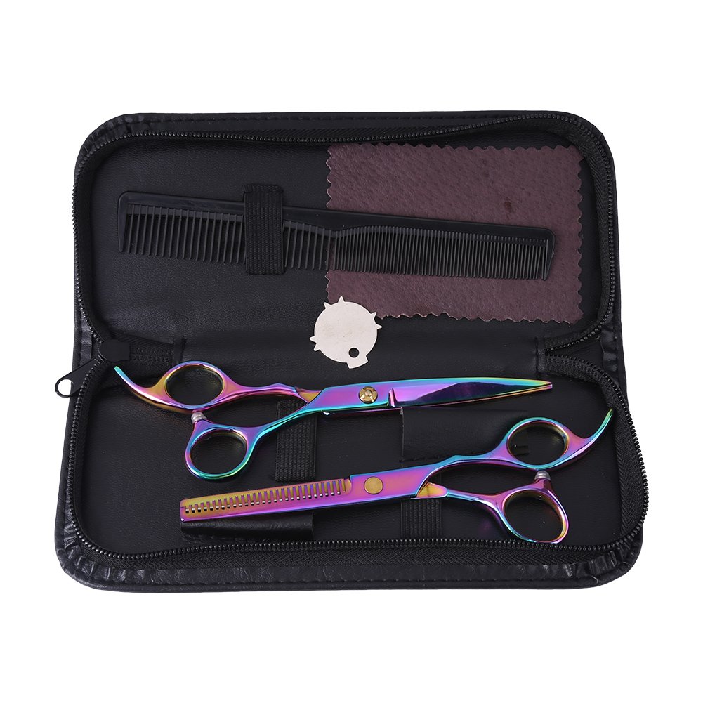 Pet Grooming Scissors Set, Stainless Steel Shears, 6 Inch Dog Hair Trimming Scissors Set with Comb Kit for Cat and Dog Grooming, Professional Pet Fur Cutting and Thinning for Pet