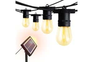 Guntsous Solar String Lights Outdoor: 29FT (11+18) Solar Powered Outside IP65 Waterproof Hanging Warm White Led 10*S14 Edison Bulbs for Patio Garden Pool Yard Porch Gazebo Decorations