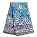 5 Yards African Lace Fabrics Nigerian French Beaded Tulle Fabric (Blue)