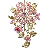 Extra Large Rhinestone Flower Brooch Pin Stylish Crystal Big Brooches Corsage Bouquet Elegant Clothing Hat Bag Accessories Floral Lapel Pins for Women Fashion Jewelry Gifts Wedding Prom