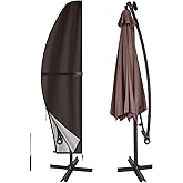 Patio Umbrella Cover Waterproof Outdoor Umbrella Cover Banana Parasol Cover for 9Ft to14Ft Cantilever Offset Umbrella (Brown, Fit Offset Umbrella 12 - 14 Feet)