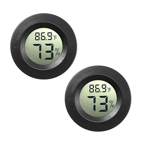 JEDEW 2 Pack Hygrometer Thermometer Digital Humidity Meter Indoor/Outdoor Humidity Monitor Reptile Thermo-Hygrometer for Greenhouse Humidors Terrarium Jars, Fahrenheit (℉) /Celsius(℃) (2)