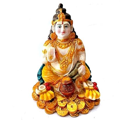 Kuber ji Murti Marble Look Idol, Kuber ji Statue for Pooja ghar Size 6inch