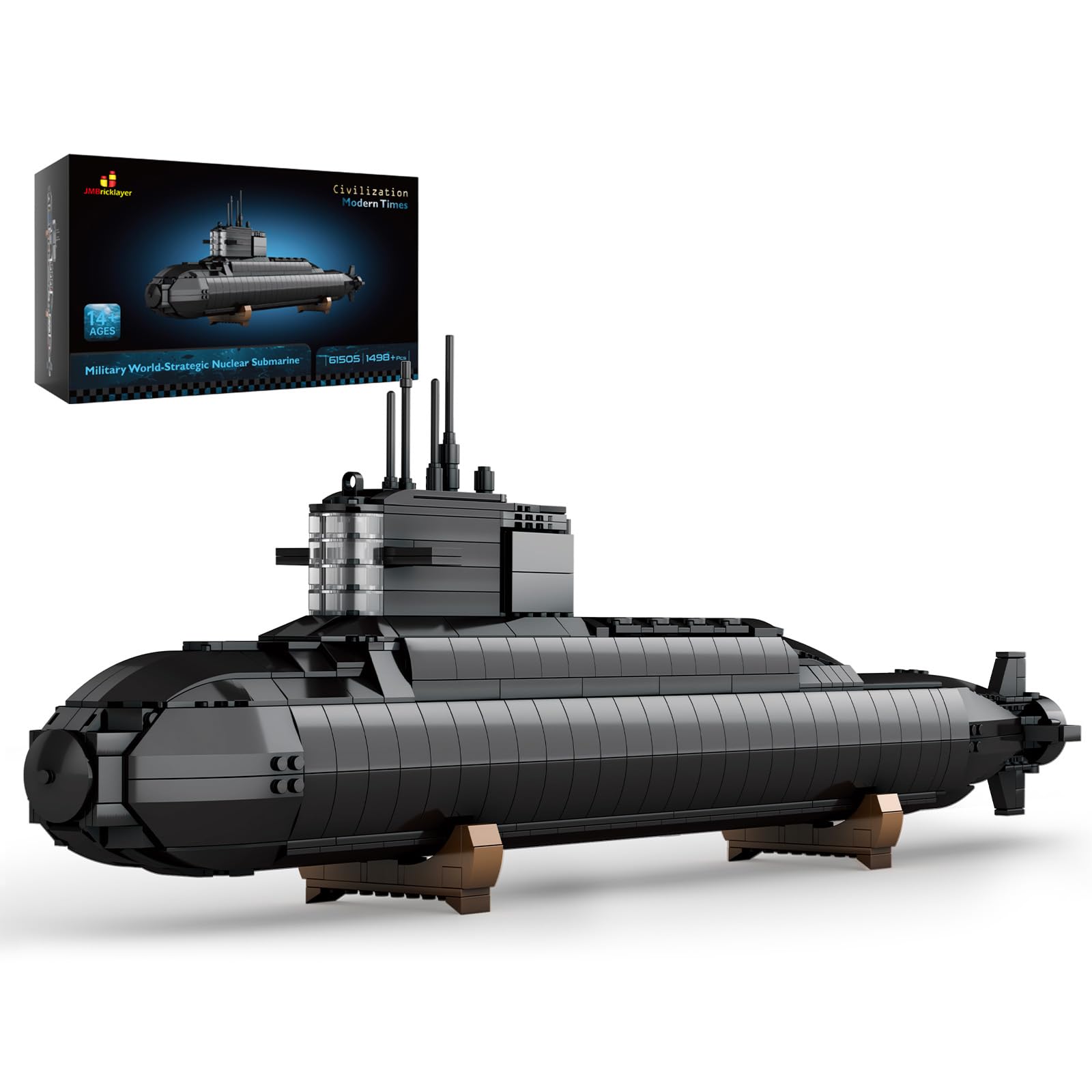 Photo 1 of JMBricklayer Nuclear Submarine Building Sets - Military Submarine Toys with Lights, WW2 History Collectible Home Decor Battleship Construction Set, Army Toy Gifts for Boys Men Adults