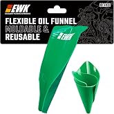 EWK Flexible Oil Funnel, Moldable &amp; Reusable, 1Pc | Shapes to Any Angle, Spill-Controlled Draining, -31&deg;F to 221&deg;F, Oil-Repellent Surface, Roll-Up Storage