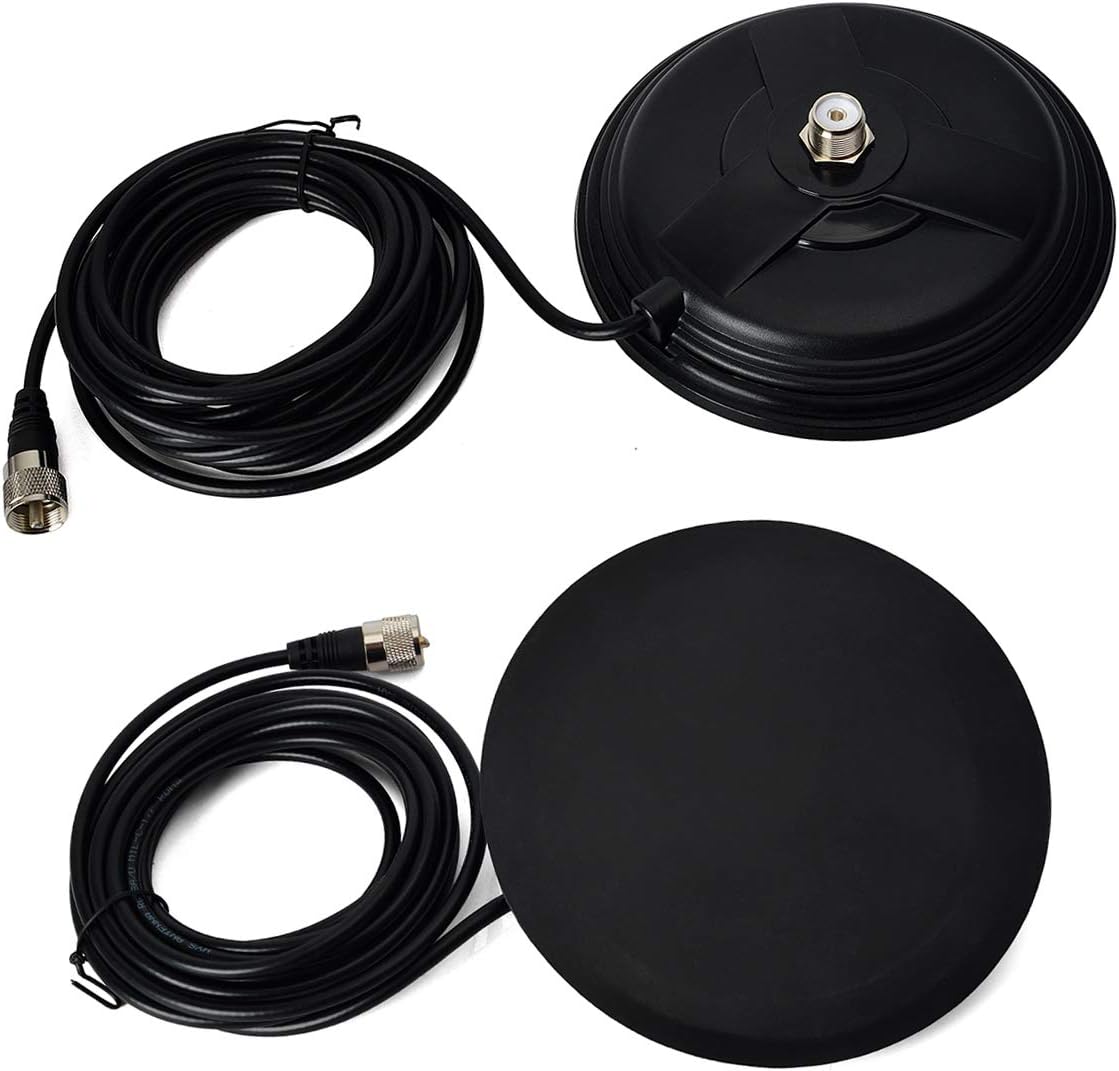 Trunk Roof Antenna Base with 5M 16.4ft UAYESOK SO239 Mount Base 6.1inch 155mm RG58