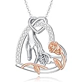 LEECCI Mom Necklace 925 Sterling Silver Mother and 1-5 Daughter/Son Hand Holding Pendant Mom Jewelry for Women Grandmother Mother Wife Daughter