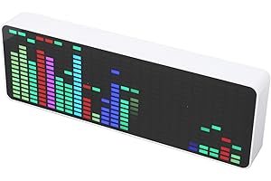 GOWENIC LED Music Spectrum Display, RGB Colorful Music Spectrum Display, 1624 Segment Rhythm Light Level Voice Sensor Clock 384 LEDs 20 Dynamic 7 Colors, Rhythm Analyzer