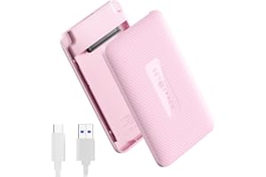 SETMSPACE Hard Drive Enclosure 2.5 , SSD Enclosure 6Gbps [1s File Transfer] , External Hard Drive Enclosure USB C to A , HDD Enclosure Safe UASP , 2.5 Enclosure 7mm-9.5mm , SSD Case 4TB with 1.6ft Cable (Pink)