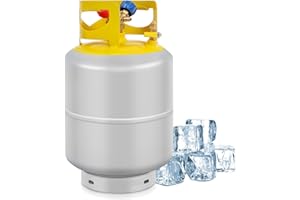 FAHKNS Refrigerant Recovery Tank 50 LB with 1/4 SAE Y-Valve Liquid/Vapor Reclaim Tank AC Freon Recovery Tank Refrigerant Recovery Cylinder Tank Reusable Cylinder Tank Without Float Switch Gray Yellow