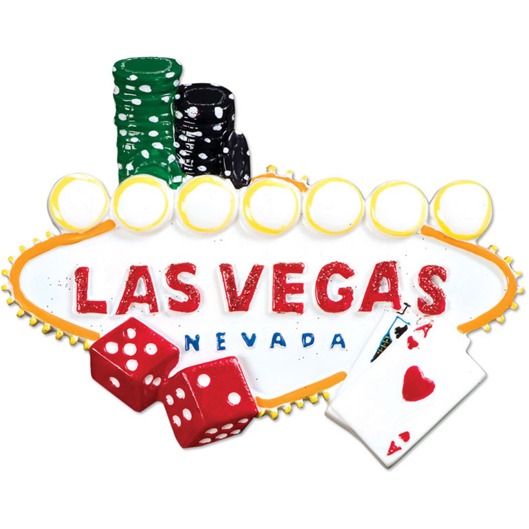 Personalized Las Vegas Christmas Tree Ornament 2019 - Famous Welcome Fabulous Sign Resort City Poker Card Dice Chips Strip Nevada Mojave Holiday 1st Visit Souvenir States Casino - Free Customization