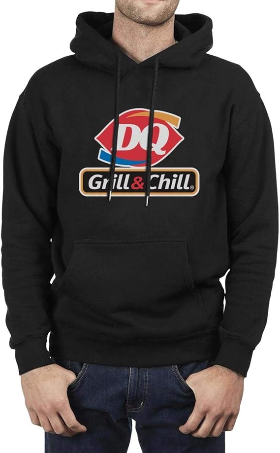Mens Black Hooded DairyQueenLogo Sweatshirt Ultra Soft Plush Lining