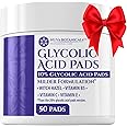 10% Glycolic Acid Pads (50 Pads) - Exfoliating Pads for Face Chemical Peel for Face at Home - Glycolic Acid Peel Exfoliating Face Pads - Acne Pads Facial Peel Face Exfoliating Pads with Vitamin C
