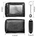 Edmen Zipper Key Wallet Leather Credit Card Case Coins Purse with ID Window for Women Men（Black）