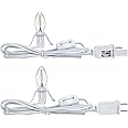 2 Pieces Accessory Cord with One LED Light Bulb Lamp Kit, 6Ft Christmas Village Lights Cord with On/Off Switch and Spare Fuse, Blow Mold Light for Christmas Houses Village, Holiday Craft Decorations