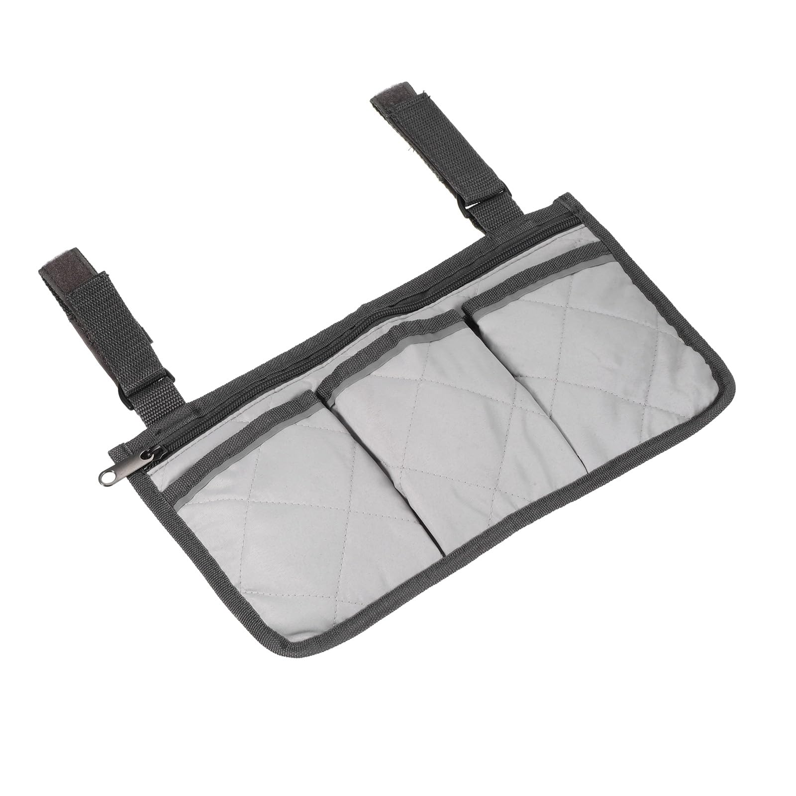 M METERXITY Chair Armrest Organizer - Polyester 4 Pockets Snack Magazine Arm Rest Storage Bag with Adjustable Straps, Apply to Camping/Fishing/Picnic (Gray)