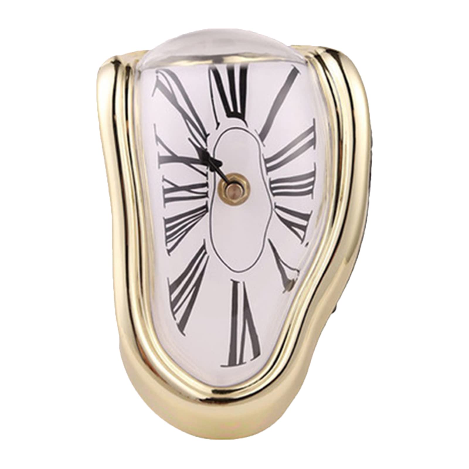 Carkio Creative Melting Clock, Wall Clock Decorative Salvador Dali Watch Melted Clock for Home Office Shelf Desk Table Decoration,Funny Creative Gift (Gold)