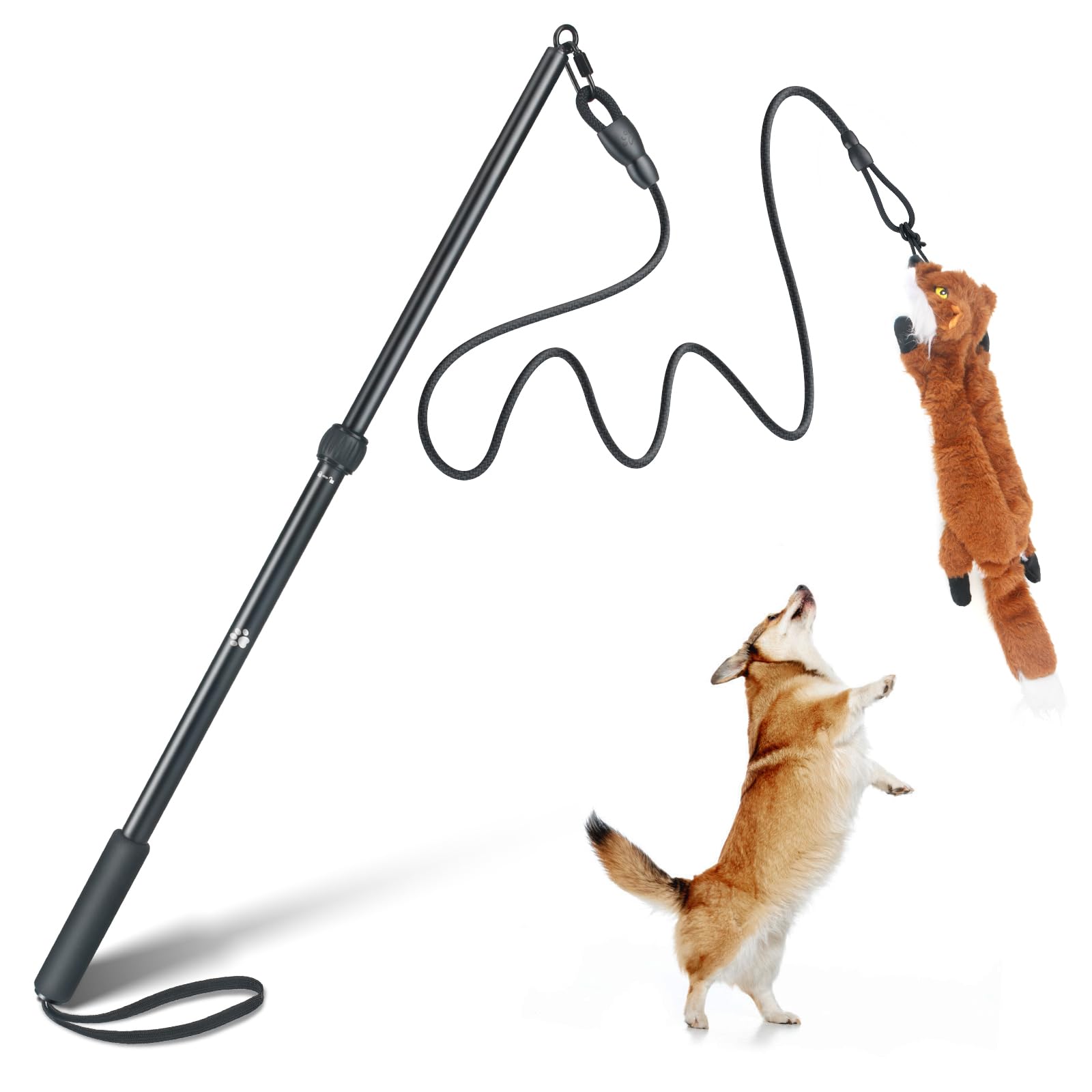 Photo 1 of YILAKO Flirt Pole for Dogs - Heavy Duty Interactive Dog Rope Toy, Agility Training Fishing Pole for Large and Small Breeds, Durable Exercise Stick with Replaceable Tails