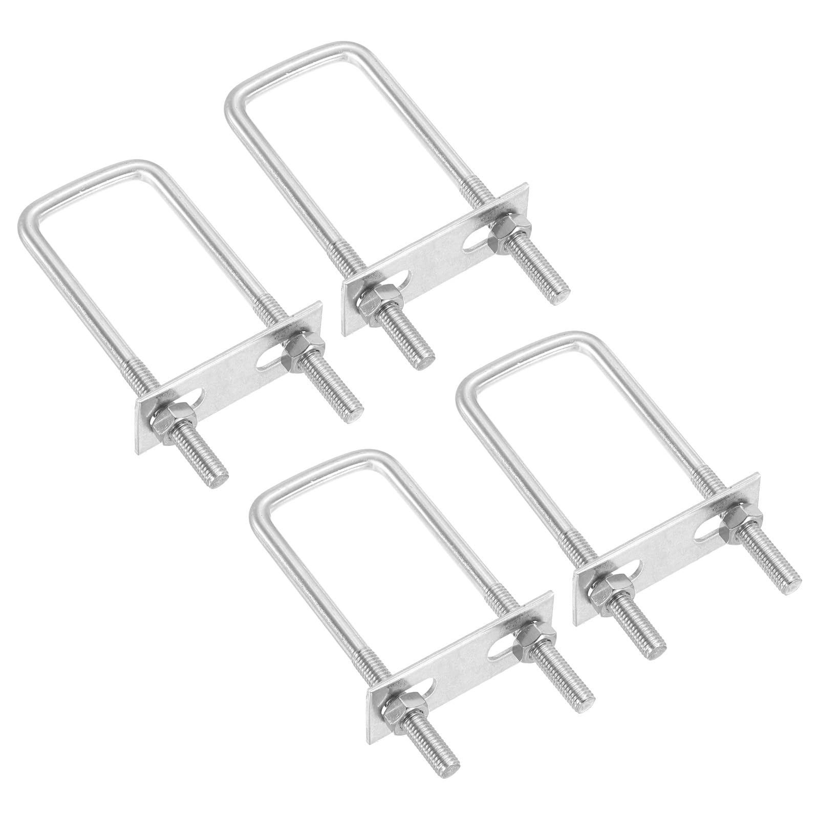PATIKIL M8x40x120mm Square U-Bolts Kit, 4Set 304 Stainless Steel Square U Shaped Bolts Replacement Parts with Frame Plates and Nuts for Ski Board Sailboat Trailer
