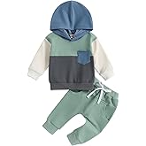 Toddler Baby Boy Clothes Set Long Sleeve Contrast Color Hooded Tops Elastic Pants Cute Infant Newborn Fall Winter Outfit