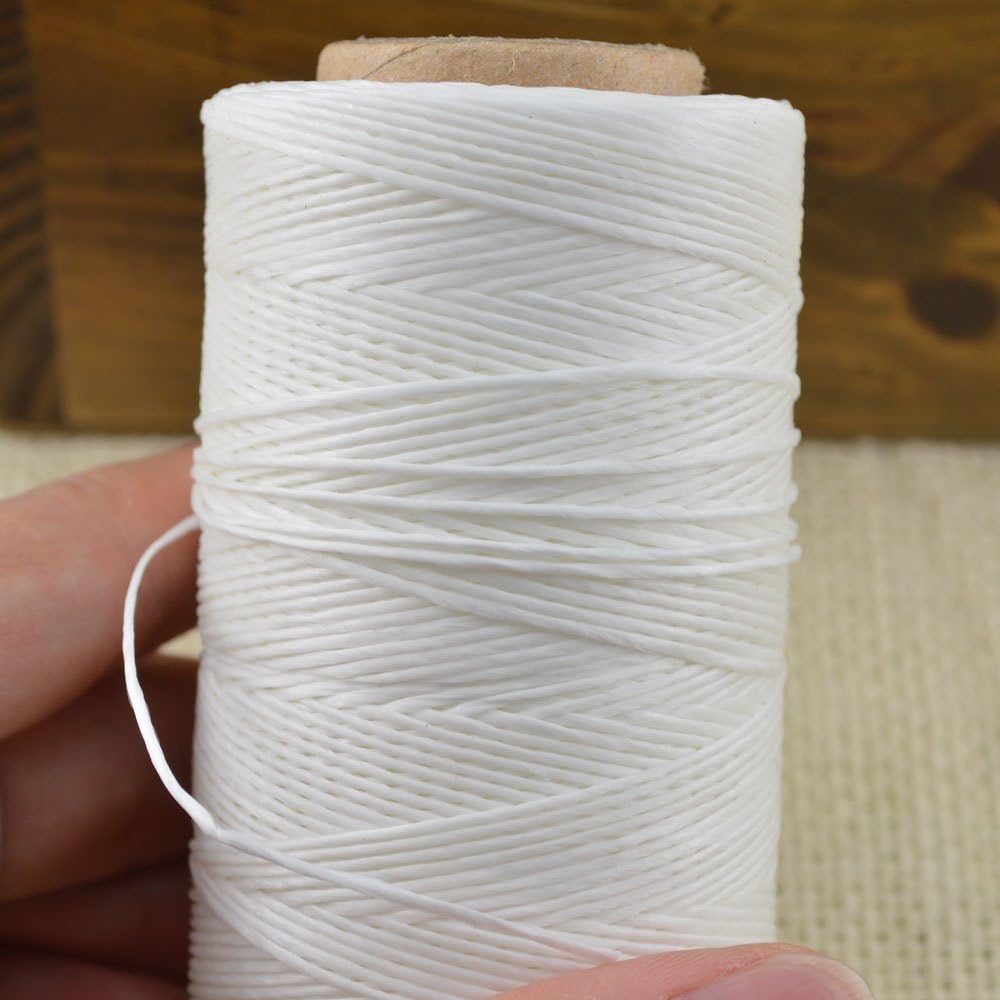 Black Brown Gray White 220m x 0.8mm Sewing Leather Waxed Waxing Polyster Thread (White)