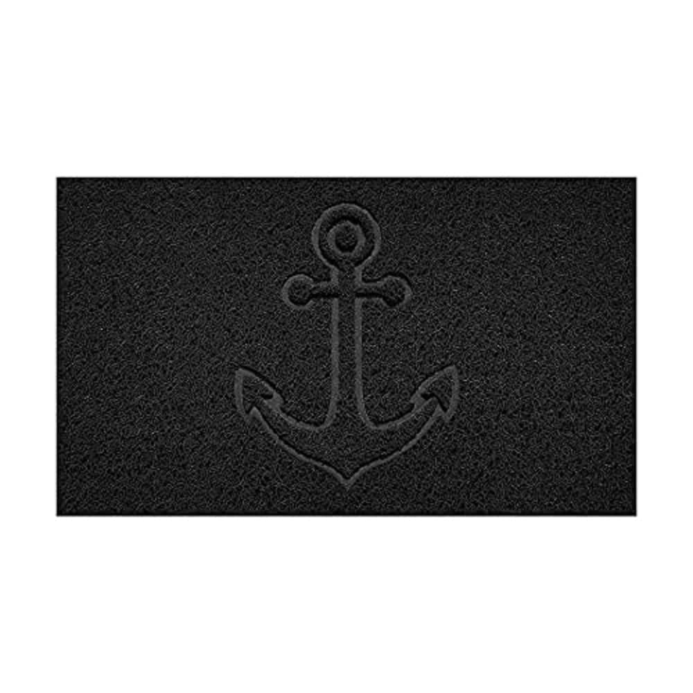 Nicoman Embossed Spaghetti Door Mat Dirt-Trapper Jet-Washable Doormat 70x43cm (Black, ANCHOR Shape) - Use Indoor or Sheltered Outdoor