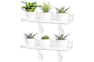 RSSCIIIUL 2 Pcs Plant Window Shelf, Window Plant Shelves with Bracket,15in Transparent Acrylic Sill Extender with Suction Cup, Floating Shelf for Plants Apply to Succulents, Seed Plant
