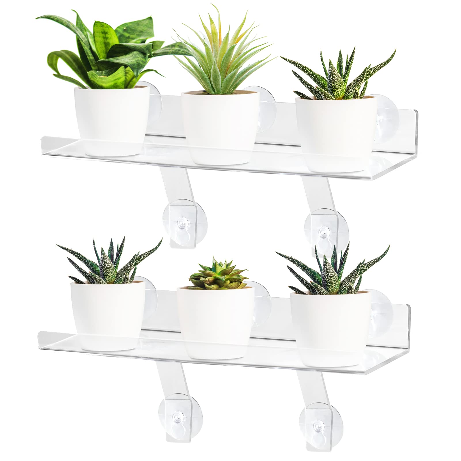 Photo 1 of RSSCIIIUL 2 Pcs Plant Window Shelf, Window Plant Shelves with Bracket,15in Transparent Acrylic Sill Extender with Suction Cup, Floating Shelf for Plants Apply to Succulents, Seed Plant