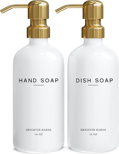 Brighter Barns Luxury Glass Soap Dispenser Set - Kitchen Sink Dish Hand Soap
