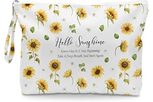 FOKONGNA Makeup Bag, Toiletry Bag, Waterproof Large Capacity Travel Cosmetic Bag, Zipper Pouch for Girls, Mom, Wife, Sister, Friends, Wet Bag, Baby Diaper Bag, Sunflower Decor Sunflower Gifts for Women