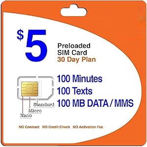 SIM Card with 1st Month Service - Standard Micro Nano - No Activation Fee No Contract - 30 Day Service