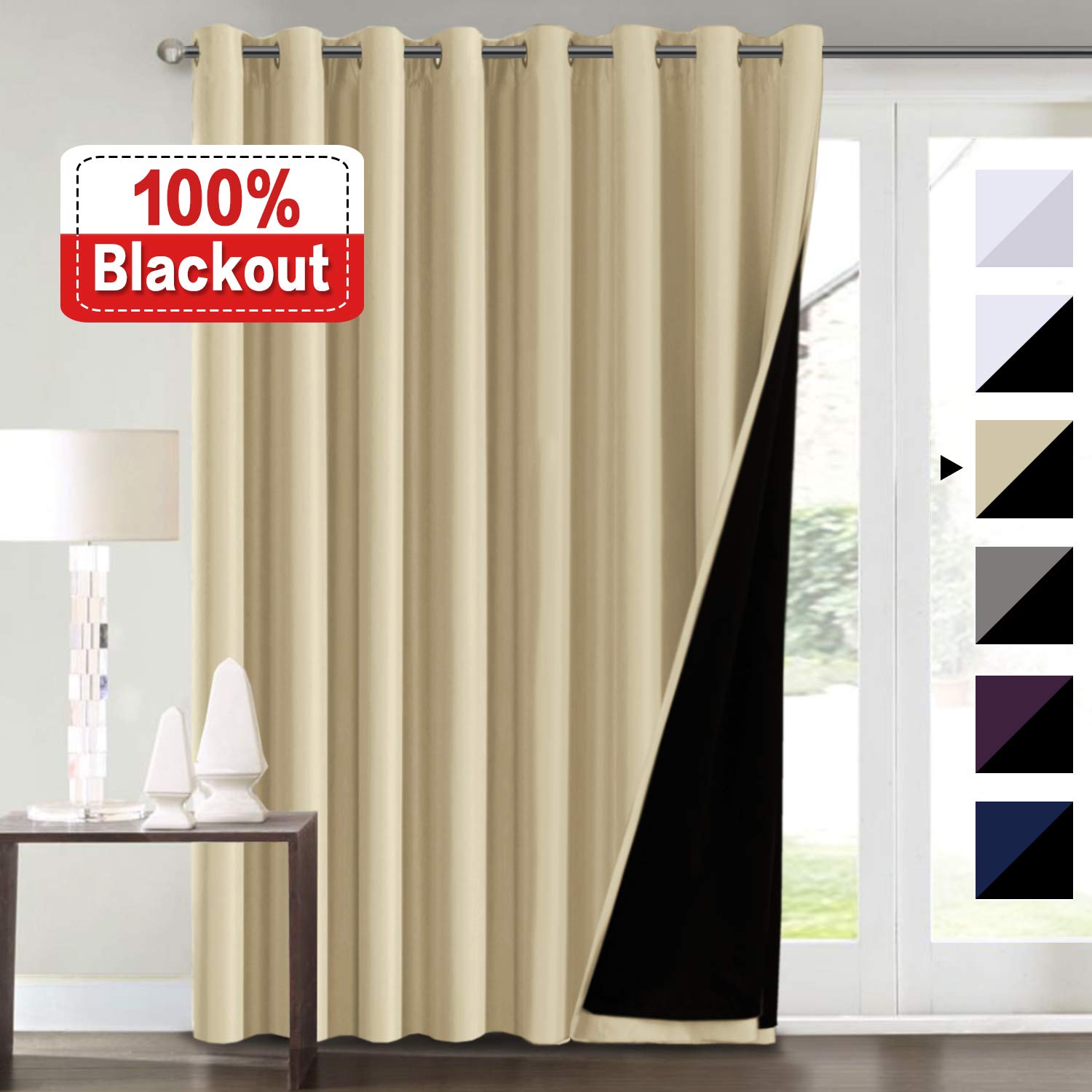 Bingua.com - 100% Blackout Curtains for Living Room Extra Wide Blackout