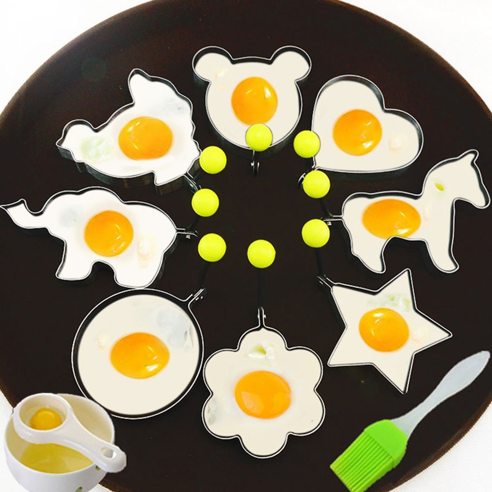 8Shapes Egg Rings Egg Mcmuffin Maker Non Stick Stainless Steel Fried