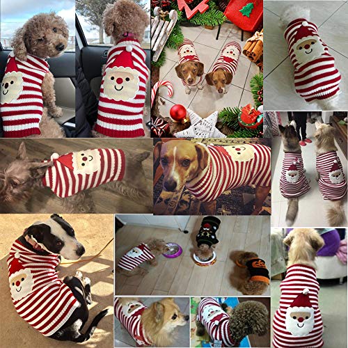 DOGGYZSTYLE Christmas Pet Clothes The Stripe Snowman Sweater The Cat Dog Sweater Pets Jacket Dogs Apparel (S, Red White Snowman)