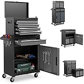 SPORFIT Tool Chest, 5-Drawer Rolling Tools Storage Cabinet w/Universal Wheels & Lock Box, Metal Locking Mechanic Tool Cart fo