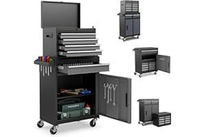 SPORFIT Tool Chest, 5-Drawer Rolling Tools Storage Cabinet w/Universal Wheels & Lock Box, Metal Locking Mechanic Tool Cart fo