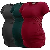 Smallshow Women's Maternity Tops Side Ruched Tunic T-Shirt Pregnancy Clothes