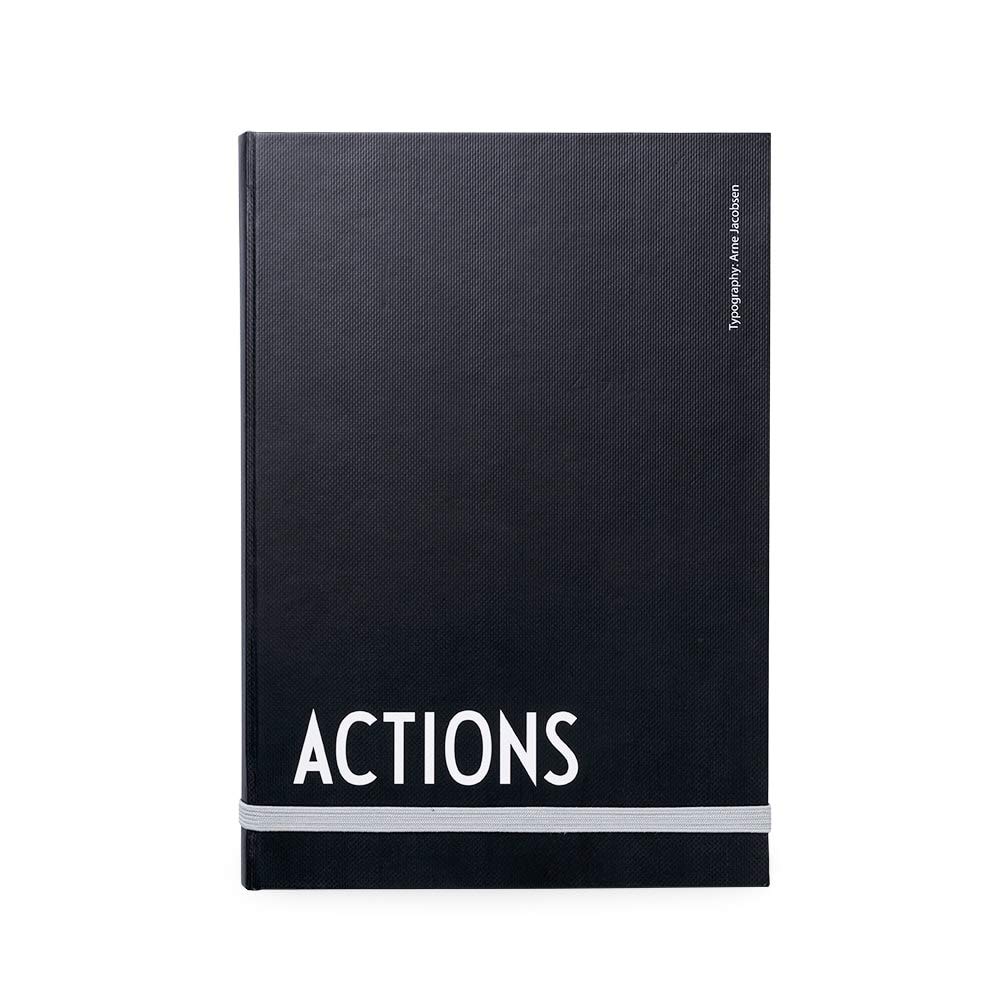 Design Letters Action book - It has dedicated space for action points, who, when, topic, date and reflections, Hardback cover and elastic band, 200 pages