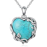 Genuine Turquoise Necklace 925 Sterling Silver Heart Western Necklace Vintage Nature Gemstone Real Turquoise Jewelry for Women