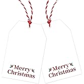 50Pcs Christmas Gift Tags with String, Merry Christmas Name Tags Have A Merry Little Christmas Paper Hanging Labels for Xmas Gift Wrapping Holiday Presents Party Decorations (Modern)