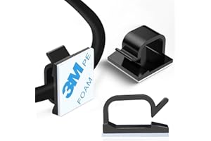 TANGTING PHOENIX Strong Adhesive Cable Clips | Cable Management - 30-Pack | No-Damage Adhesive, Versatile for Home, Office & Outdoor Use | Organize Network Cables, TV Cords, Christmas Lights, USB Wires (Black)