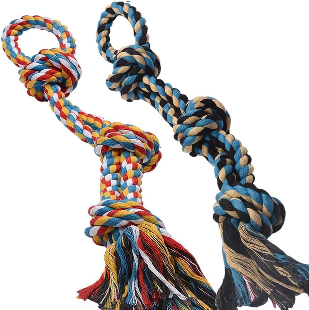 XL Dog Rope Toys for Aggressive Chewers - Set of 2 Heavy Duty Indestructible Dog Rope Toy for Large Breed Puppy- 100% Cotton Strong, Sturdy Rope - Medium and Large Dogs for Chewing, Teeth, Tug of War
