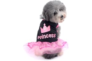 Ranphy Small Dog Cat Skirt Chihuahua Clothes for Girls Crown Princess Dress Puppy Shirt Summer,Pink and White S