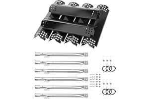 UikJOY Replacement Parts for Nexgrill, 14.88" Burner Replacement for Nexgrill 6 Burner Gas Grills 720-0898, Porcelain Steel Heat Plate Replacement Parts Kit for Nexgrill
