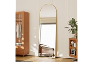 Koonmi 21"x56" Arched Full Length Mirror, Gold Large Floor Mirror with Aluminum Alloy Frame, Standing Hanging or Leaning Wall-Mounted Full Body Mirror for Living Room and Bedroom