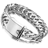 Jxlepe Miami Cuban Link Chain Bracelet 16mm Big Silver White Stainless Steel Curb Bangle for Men