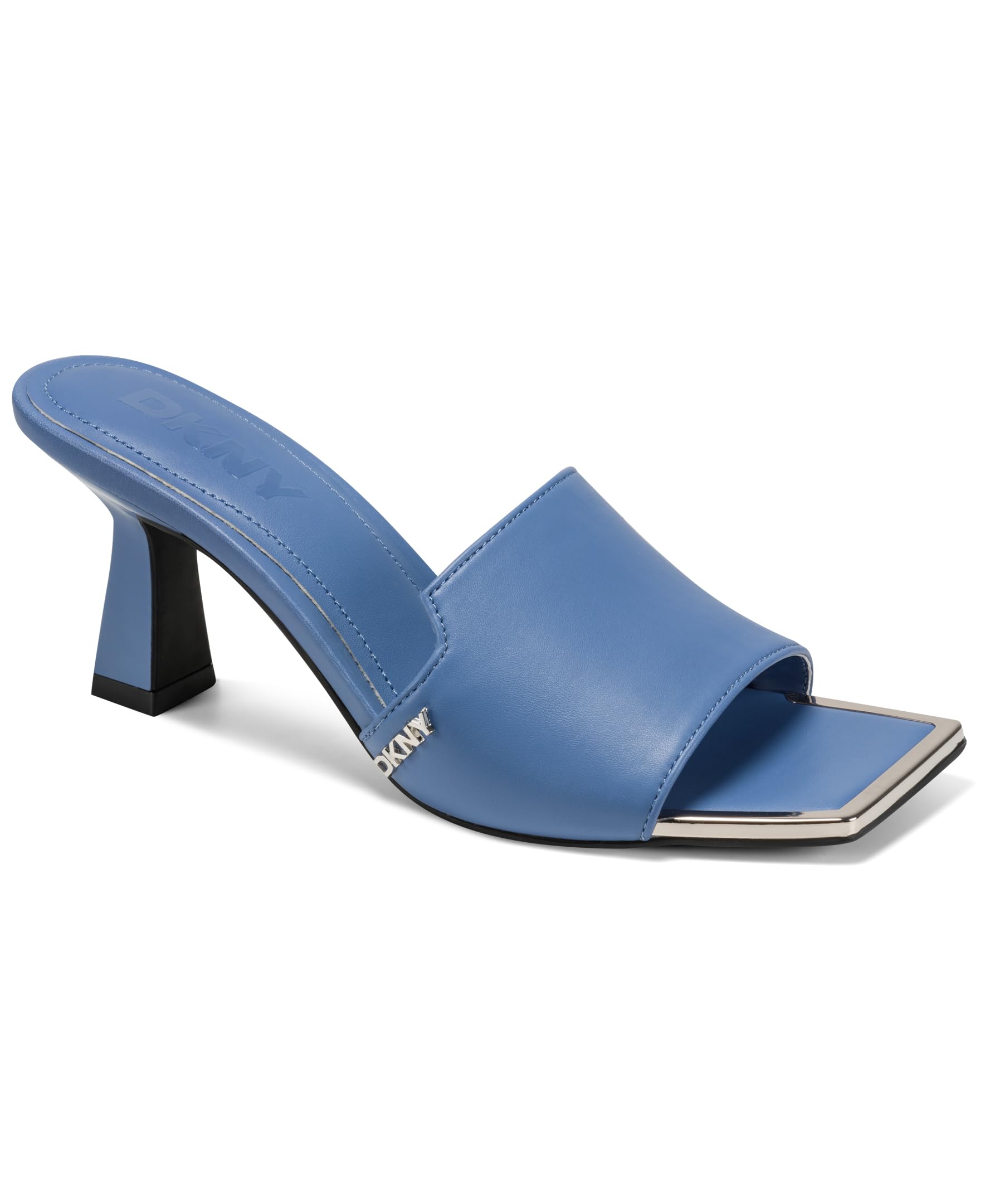 DKNY Women’s Kailyn Square Toe Heeled Sandal Mule, Sky Blue, 11