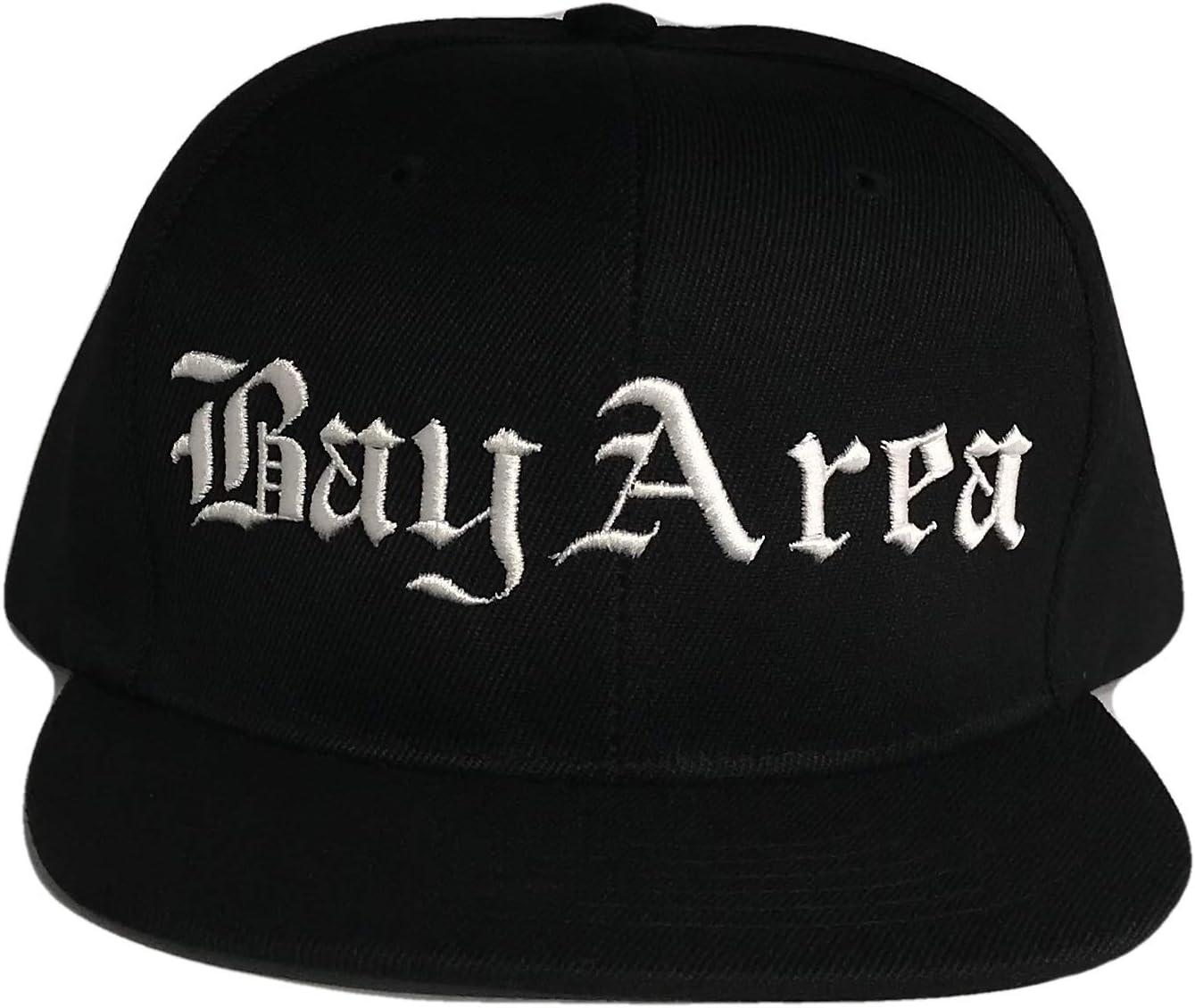 Bay Area Old English Flat Bill Snapback Flat Bill Cap (One Size, Black/White)